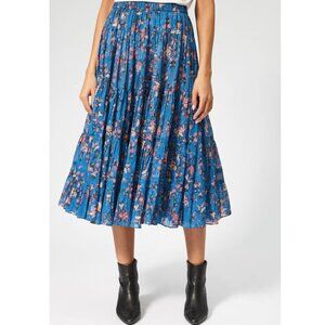 Isabel Marant Blue Floral Pleated Midi Skirt